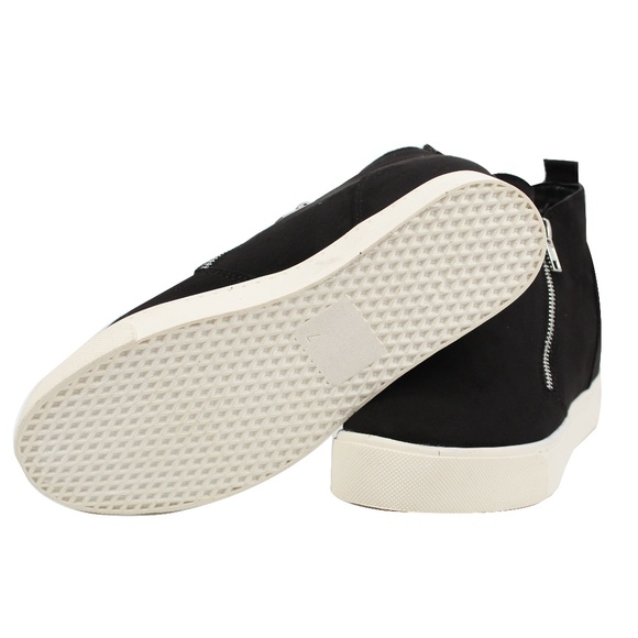 Black Hidden Wedge Rubber Sole Sneaker - Picture 4 of 7